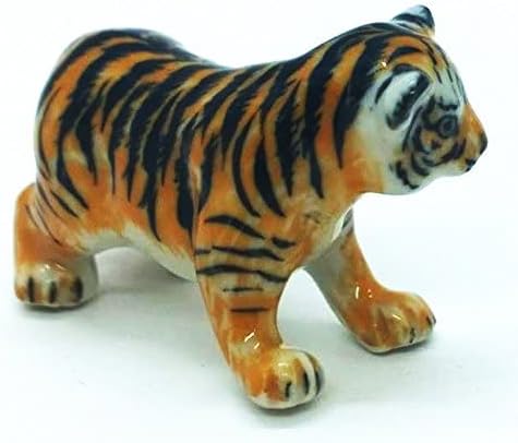 Witnystore 1,62 Долг тигар младенче стоечки керамички украс Минијатура - Декоративни порцелански сафари собираат африкански животни атрактивни