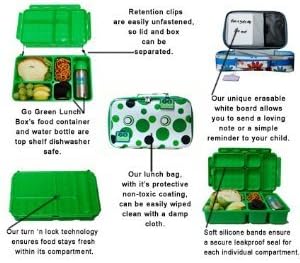 Оди Зелена Кутија За Ручек | Автомобили Изолирана Изолирана Бпа Бесплатна Кутија За Ручек Сет Момче Деца | 5 Оддел Бенто Отпорна На Истекување Зелена Кутија За Ручек