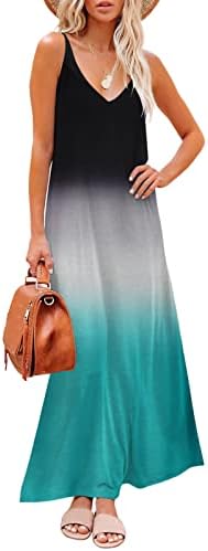 Fragarn плус фустан со големина за жени лето, женска летна обична цврста боја на ракави без ракави, долга фустан фустан