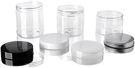 Uuyyeo 6 парчиња 60 ml чисти пластични садови со тегли со капаци со чиста лигата за складирање на лигите, тегли празни козметички контејнери за лосионски креми за сенки з
