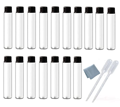 Elfensatll- 10pcs 10ml 0,3oz примерок за земање примероци од течен примерок чисти стаклени шишиња со шишиња со редуктор на отвори за црни капачиња