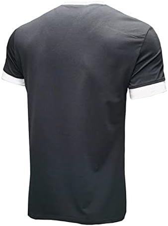 Машки предни плочи кошули со екипаж со 4-копчиња од памук со краток ракав класичен удобност меки редовни врвови на вклопување