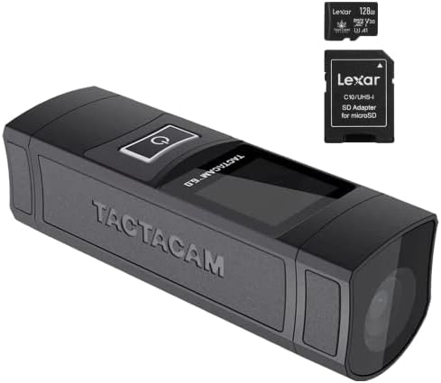Акционерска камера Tactacam 6.0, 4K 60 fps, 8x зум, водоотпорна, интегрирана стабилизација на сликата, Operation One Touch + Lexar 128 GB