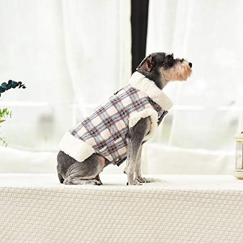 Леуу Фаукс велур руно милениче палто за кучиња зимска облека топла јакна британски стил кучиња елек, кучиња снеж-сина боја, мали