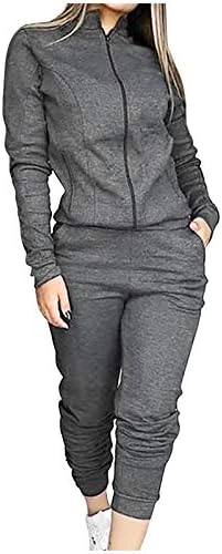 Womenените две парчиња облека Обични целосни поштенски јакни пулвер џогирање панталони тренингот поставува атлетски тренерки со поттање