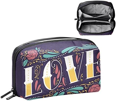 Шминка Торба Патент Торбичка Патување Козметички Организатор За Жени И Девојки, Букви Гроздобер Цвеќиња