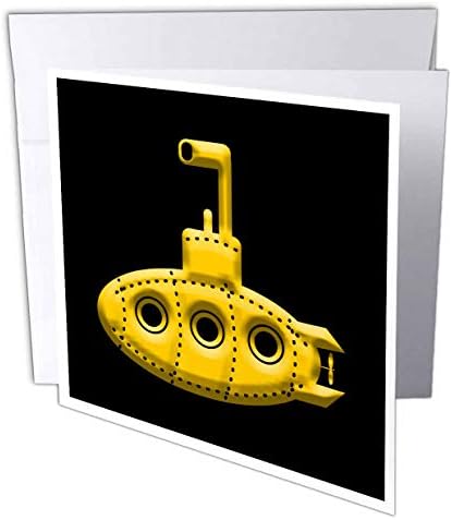 3дроза Слика На Мала Подморница Со Жолта Боја На Црна Боја. Смешни Подарок-Честитка, 6 на 6-инчен