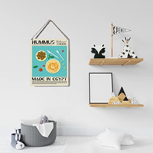 Смешен кујнски знак декор хумус дрвен знак плакета wallид што виси постери храна уметнички дела 8 ”x10” модерна домашна декорација на кујна