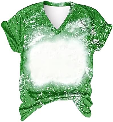 Women'sенски модни врски за печатење во боја на врвови против кратки ракави со кратки ракави на вратот Обични лабави вклопуваат маица 2023 летни кошули