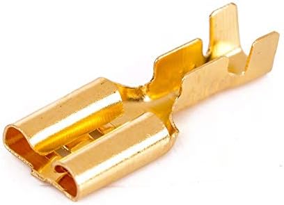 ONVAS 100PCS 6,3 mm Femaleенски крим терминален конектор Златен месинг за автомобили Електрични конектори за жици
