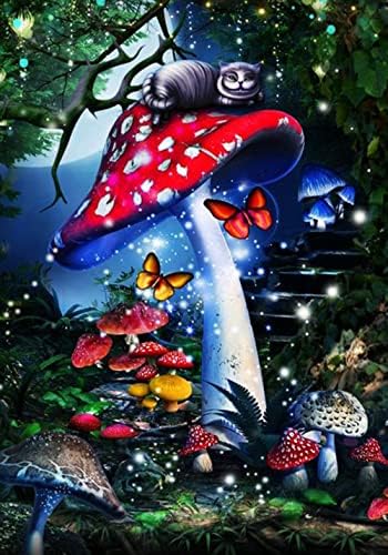 ShinyDiamOndart 5d Diamond Painting Painting Mushroom Alice Wonderland 16x20 инчи дијамантска уметност за возрасни и деца со целосна вежба за вежбање на везови wallидни занаети за подароци и декорациј