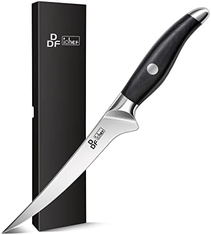 Нож За Филе DDF iohEF 7 Инчен Нож За Коскење Со Висок Јаглероден Нерѓосувачки Челик Професионален Рибен Нож Со Анти-лизгачка Ergономска Рачка За Сечење Месо