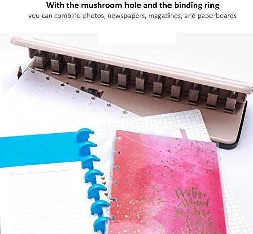 Moobreeze повеќе функционална дупка за печурки, прилагодлива 12 -картичка за хартија со фото -фото -обврзници за дупчење, совршена за занаети