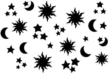 Сет на 21 Винил Ѕид Уметност Налепница-Сонце Месечината &засилувач; Ѕвезди-22 х 36 - Модерен Симпатична Минималистички Небото Дизајн Налепници За Деца Соба Спална Соба