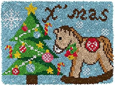 Kinglele Latch Hoock Took Kits 2021 Нова DIY новогодишна елка капчиња предиво килими со шема отпечатена за возрасни деца Божиќен декор 20''x 14 ''