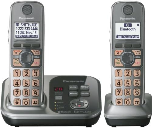 Panasonic KX-TG7732S Dect 6.0 Link-to-Cell преку Bluetooth безжичен телефон со систем за одговарање, сребро, 2 слушалки