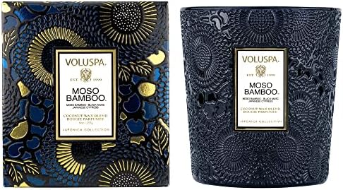 Voluspa Moso Bamboo свеќа | Класична свеќа | 9 мл. | 60 ч. Време на изгореници | Восок од кокос и сите природни фитили за чистачка горење