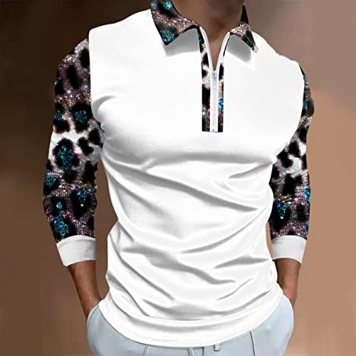Xiloccer Машка обична есен печатена маица Вклучете ја јаката со долги ракави врвови маички пакувања маички маички бејзбол маички кошули