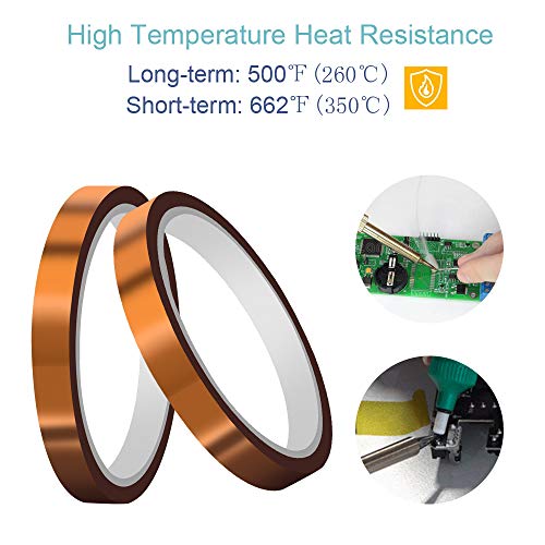 2 ролни хризан отпорна на топлина лента за топлински печат, до 500 ℉ полиимидна лента со висока температура, идеален раствор за пренос на топлина,