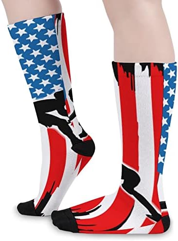 Weedkeycat борење Американско знаме екипи чорапи новини смешни печатени графички обични умерени дебелина за пролет есен и зима