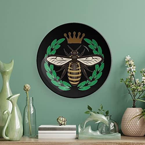 Пчела кралица Декоративна чинија тркалезни керамички плочи со приказ за свадбени декор за домашна канцеларија