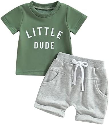 Zimbro Toddler Baby Boy Boy Lutture Letter Little Letter Letter Letter Short Schoeve Top Top Soild Color Shorts Courts Облека