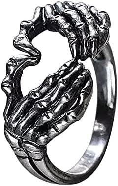 Прстени со десна рака за жени шарм Американска рака Сакајте го вашиот ретро европски и гест на скелетот за скелети, прстени прстени гроздобер прстени