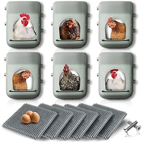 6 пакет големи кутии за гнездење со пилешко со 6 влошки за гнездење и завртки | Кутии за гнездење за пилешко кокошарник | Голема