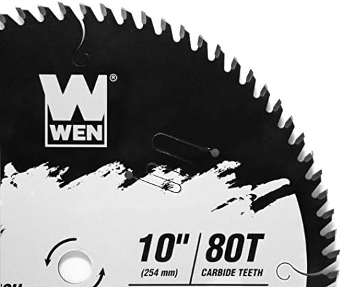 WEN BL1080C Apex 10-Inch 80-Tooth Carbide-Tipped Ultra-Fine-Finish Industrial-Grade Woodworking Saw Blade with Cool-Cut Coating, Black