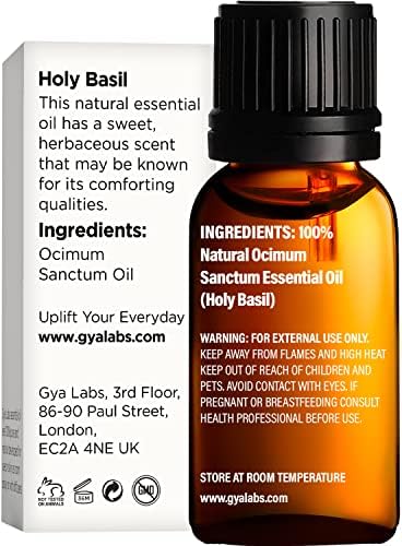 Gya Labs Holy Basil есенцијално масло - чиста премиум терапевтска оценка - сладок, тревни мирис