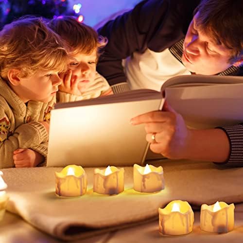 100 парчиња светлосни чајни светла LED гласачки свеќи кои трепкаат безгрешни свеќи Топло бело светло батерии управувани со свеќи за свадба,