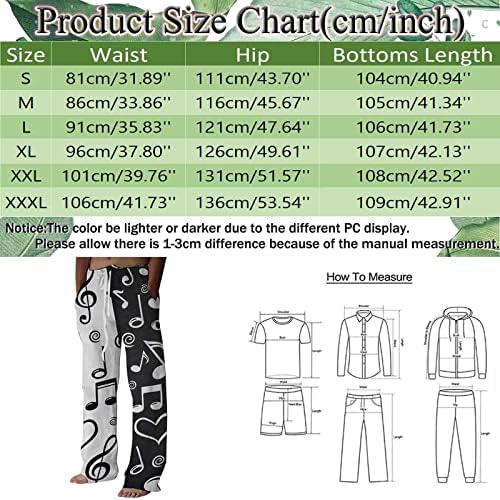 Обични Ленени Панталони ЗА Мажи 3д Печатени Врвки За Влечење Модни Летни Долги Панталони Со Џебови Лесни Лабави Панталони За Плажа