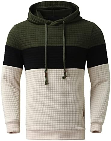 Zdfer Mens Hoodies Sweatshirts Claid Pulverover врвови пријатни обични есенски тенок спорт, надворешна облека со качулка, крпеница јакна