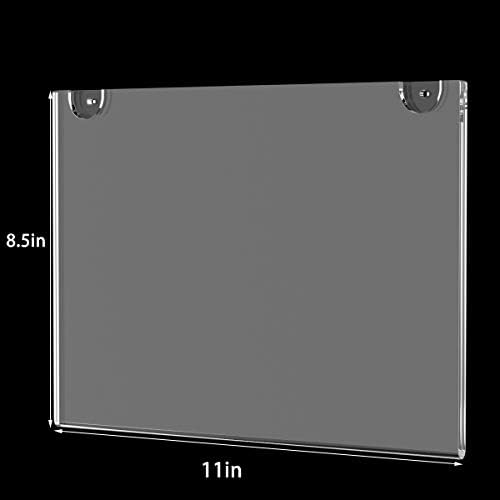 Hiimiei акрилен wallид за монтирање на знак на знак 8,5 x 11 инчи хоризонтална 6 пакет, држач за чиста хартија за хартија, рамка за рекламирање