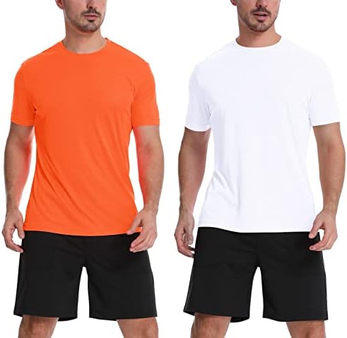 Атлетски кошули со Зенгјо за мажи, Брзо суви маички тренинзи за тренингот за кратки ракави со лесна салата за теретана со лесен салата 2 пакет