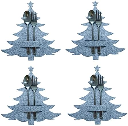 Долги Тенки Магнетни Ленти Божиќна Сребрена Торба | 4 Парчиња/Комплет Новогодишна Елка Неткаен Кујнски Прибор Божиќ Денот На Благодарноста