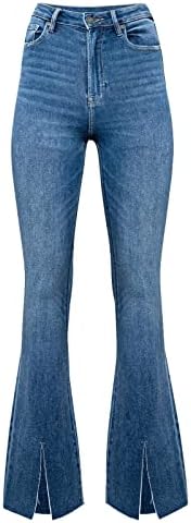 Miashui плус големина жени панталони жени со висока половината измиени пантолони тенок вклопување со разгорени панталони Jeanан ромери за жени