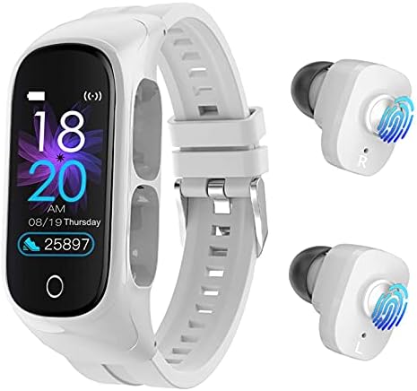 Cocobeir Earbuds со микрофон паметен часовник - 8 во 1 контрола на допир Паметни нараквици TWS слушалки Двојна слушалка повик, контрола