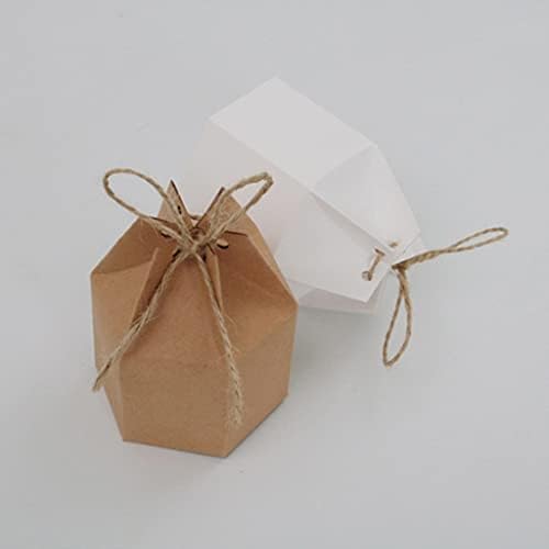 Орев 50 парчиња Крафт хартија пакет картонски кутија за кутии за фенер хексагон боксерски кутии и подароци свадба Божиќна забава