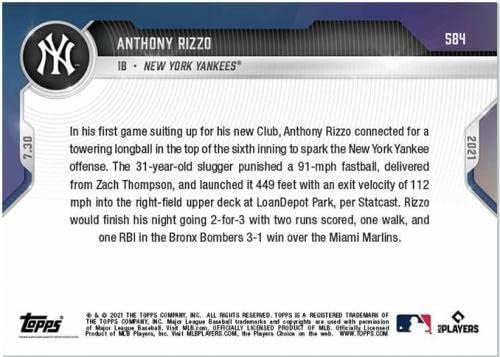 Ентони Рицо го лансира првиот HR како Јанки Топс сега виолетова паралелна картичка 584 - Плабни бејзбол картички