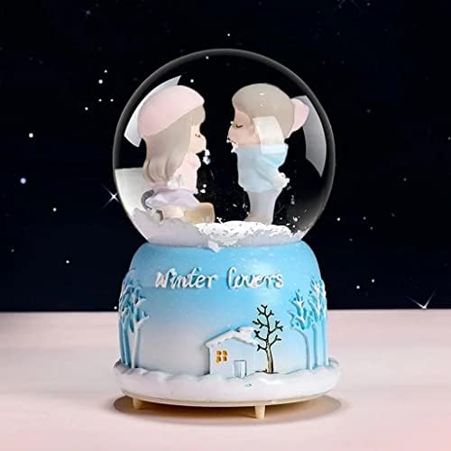 DLVKHKL креативни светла во боја лебдат снегулки бела месечина двојка стаклена кристална топка музичка кутија Танабата роденденски подарок