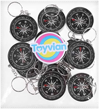Toyvian Compass Keychain - пакет од 12, приврзоци за сребрена торба - накит за чанти, подароци за роденденска забава за деца