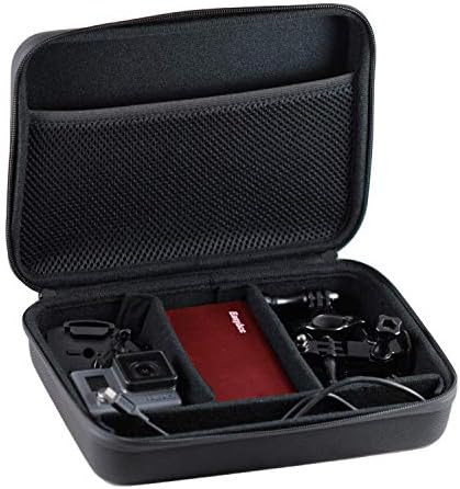 Navitech 9 во 1 Комбо комплет за додатоци на камера и солиден случај за складирање на црвена боја, компатибилен со спортската камера VPRO HD