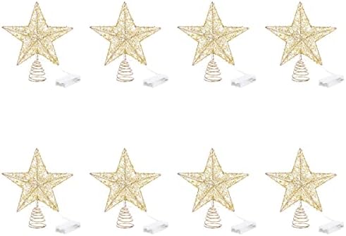 8 парчиња Топер За Новогодишна Елка Светлечка Ѕвезда Во Форма На Дрво Декор За Домашна Забава Домашен Декор За Забава За Прослава