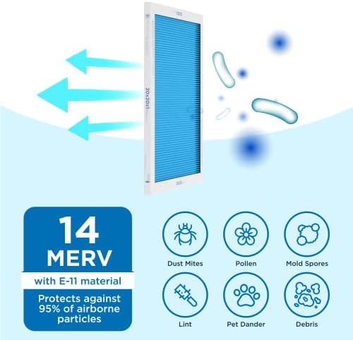 Медифицирање на Air 20x20x1 Филтер - MERV 14 - E11 Media - Чистење на воздухот - Плетиран HVAC AC ФИЛТЕРНИ ФИЛТЕРИ ЗАПОМЕНА - АКТУАЛНА големина: