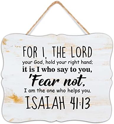 Рустикален знак на дрво, Исаија 41:13 Зашто јас сум Господ, твојот Бог, кој ја држи десната рака гроздобер плакета за канцелариски