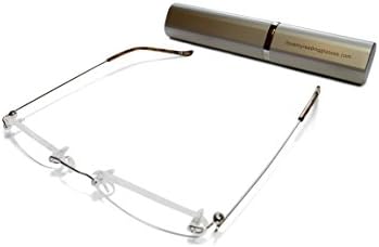 Безобразно читање очила за мажи и жени +3,5 сребрена ултра тенка и ултра светлина вклучува случај за појавување на алуминиум од