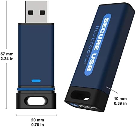 Secureata SecureusB BT 32 GB хардвер шифриран USB 3.0 Flash Drive FIPS 140-2 Ниво 3 Отклучи преку телефонска апликација TAA во согласност, CJIS,