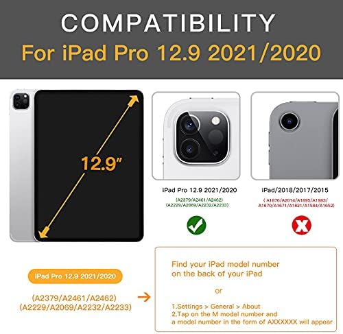 Случај ZtotopCase За iPad Pro 12.9 2022/2021/2020, Магнетна Ултра Тенка Лесна И Преклопна Заштитна Кутија Со Автоматски Сон/Будење, Црна