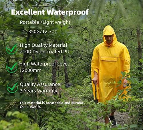 Повторно употреба на водоотпорен дожд Пончо, пешачење со качулка, лесен унисекс мантил за кампување риболов на отворено активности